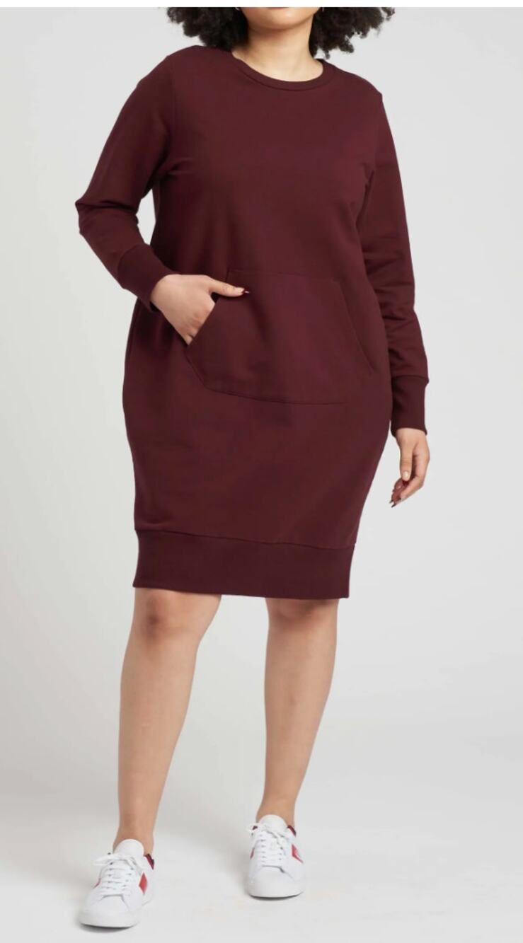 Universal Standard Bree Sweatshirt Dress Plus Black Cherry
